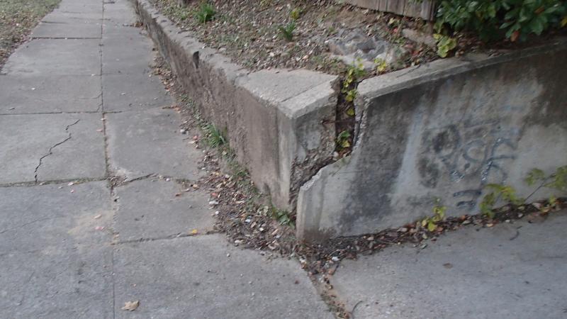 Failing retaining wall